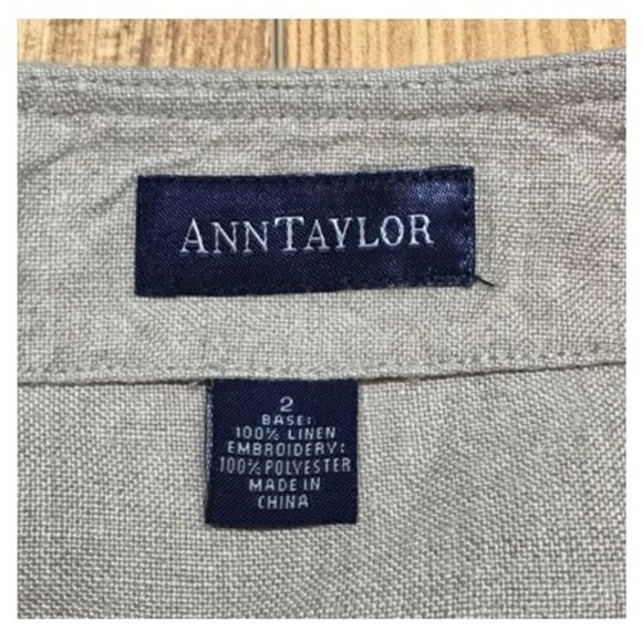 Vintage embroidered Ann Taylor linen skirt, beige size 2 - Picture 4 of 4